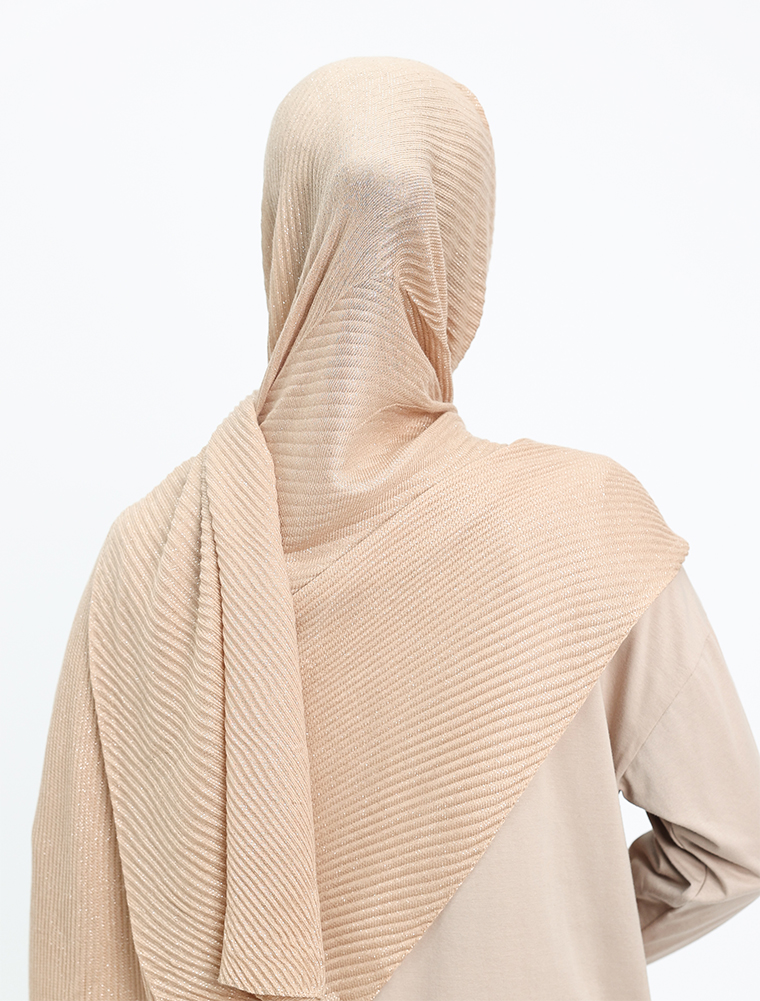Beige Crinkle Lurex Hijab